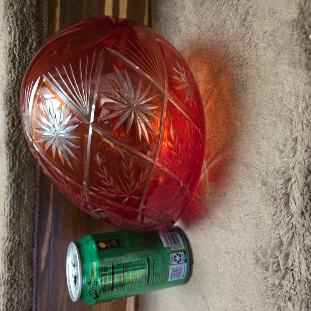 Elegant Red Cut To Clear Crystal Art Piece Tea Light TEALIGHT - Picture 6 of 6